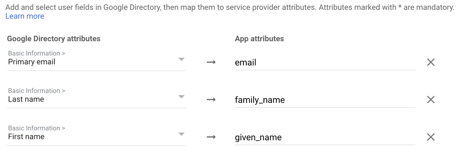 Stitch attributes fully configured for the Google Workspace app