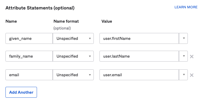 Stitch attributes fully configured for the Okta app